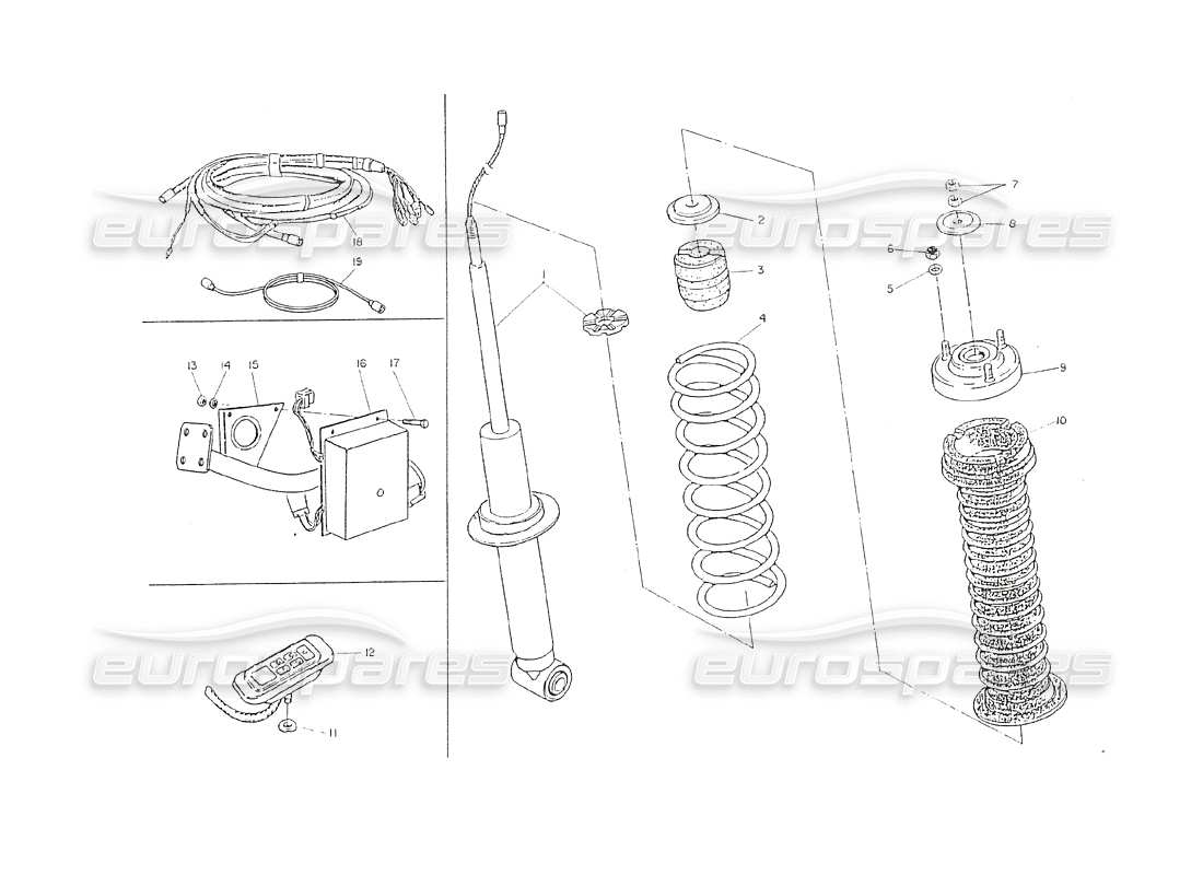 maserati shamal elektronische anpassung. hinterer stoßdämpfer teilediagramm