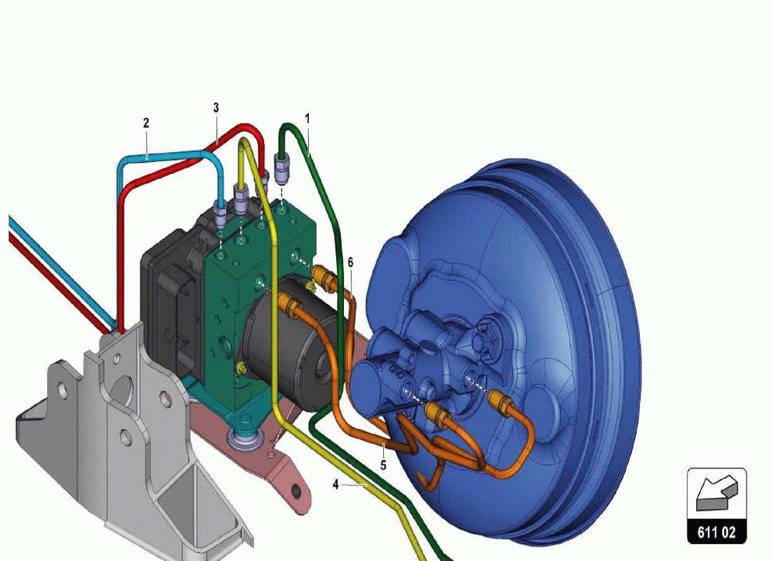 lamborghini centenario spider bremsservo, leitungen und vakuumsystem teilediagramm