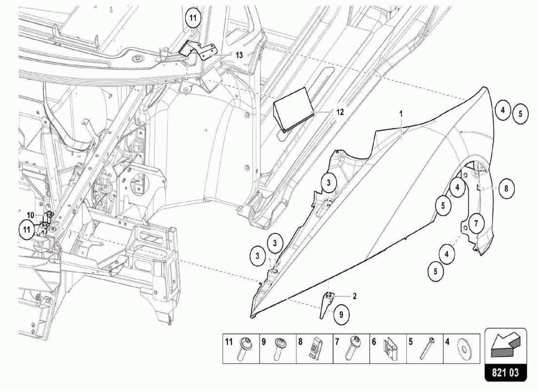 lamborghini centenario spider wing protector ersatzteildiagramm