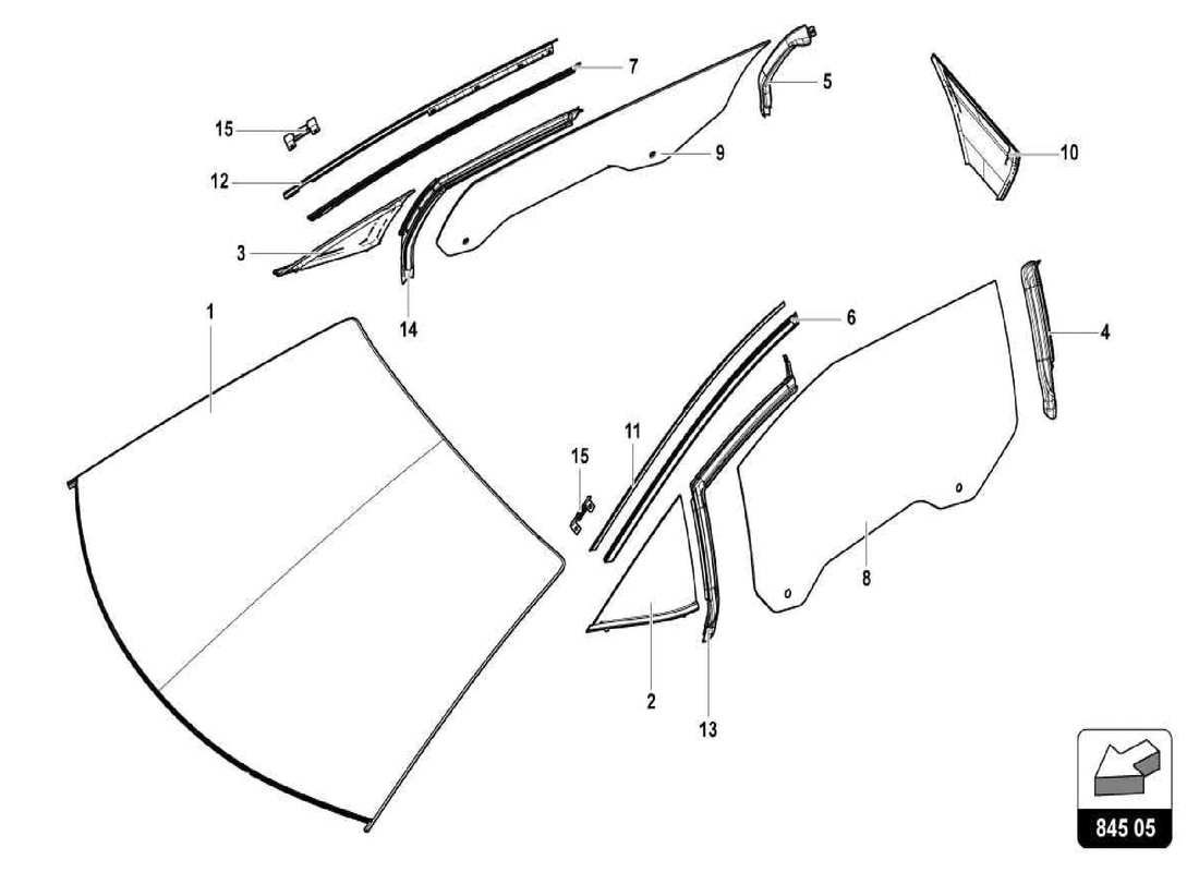 lamborghini centenario spider fensterbrillen teilediagramm