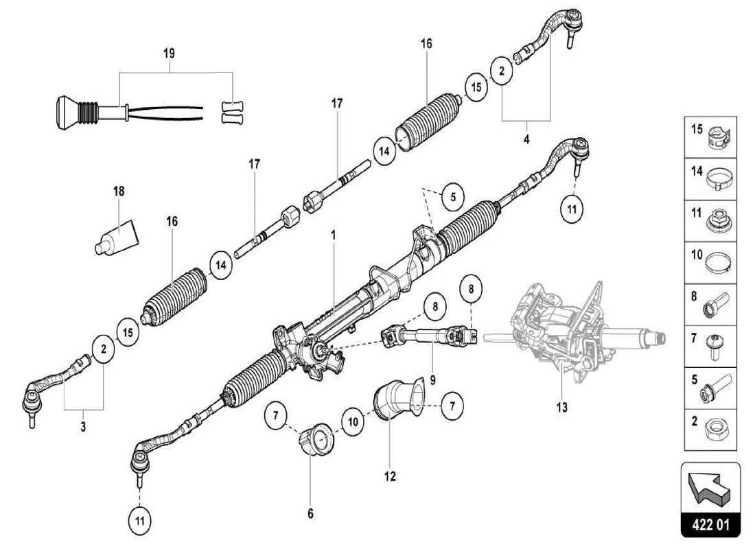 lamborghini centenario spider lenkstange - ersatzteildiagramm