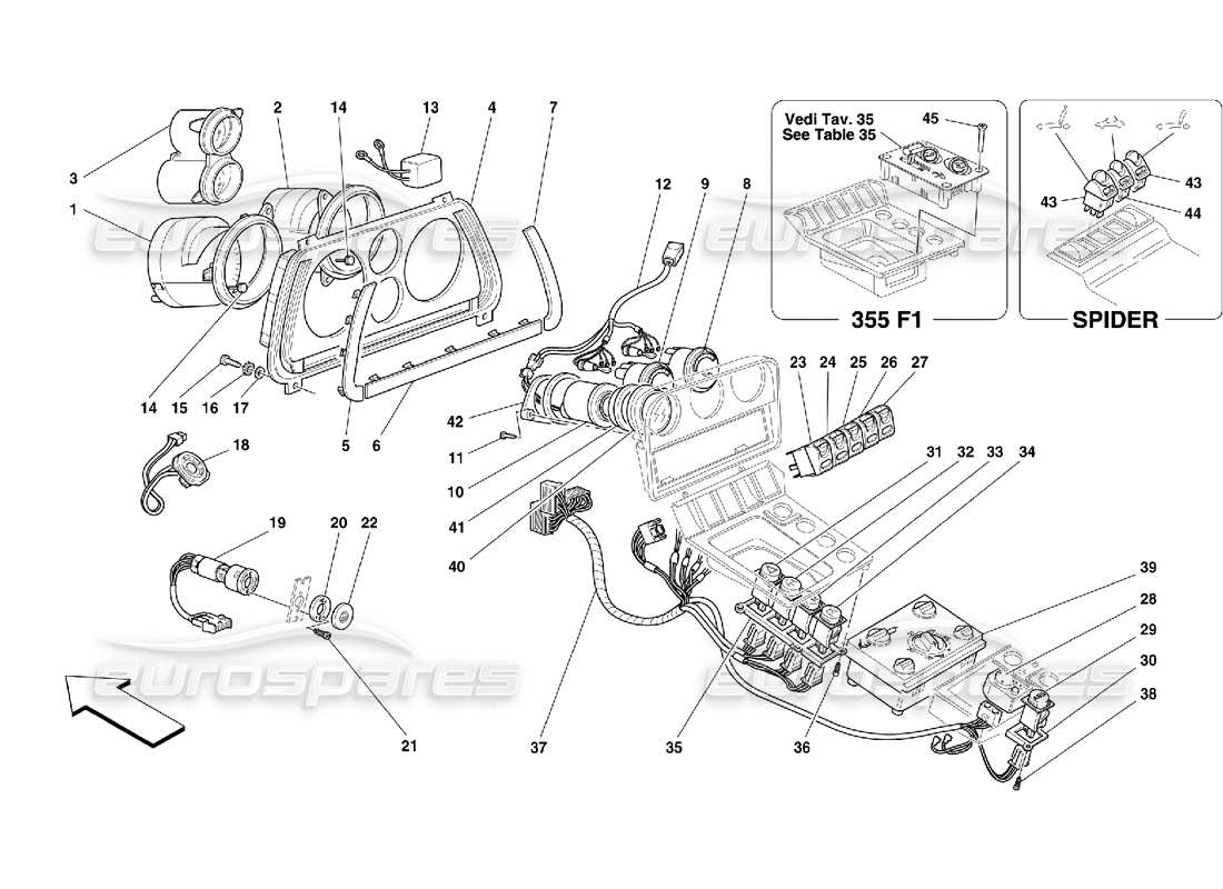 ferrari 355 (5.2 motronic) instrumente teilediagramm