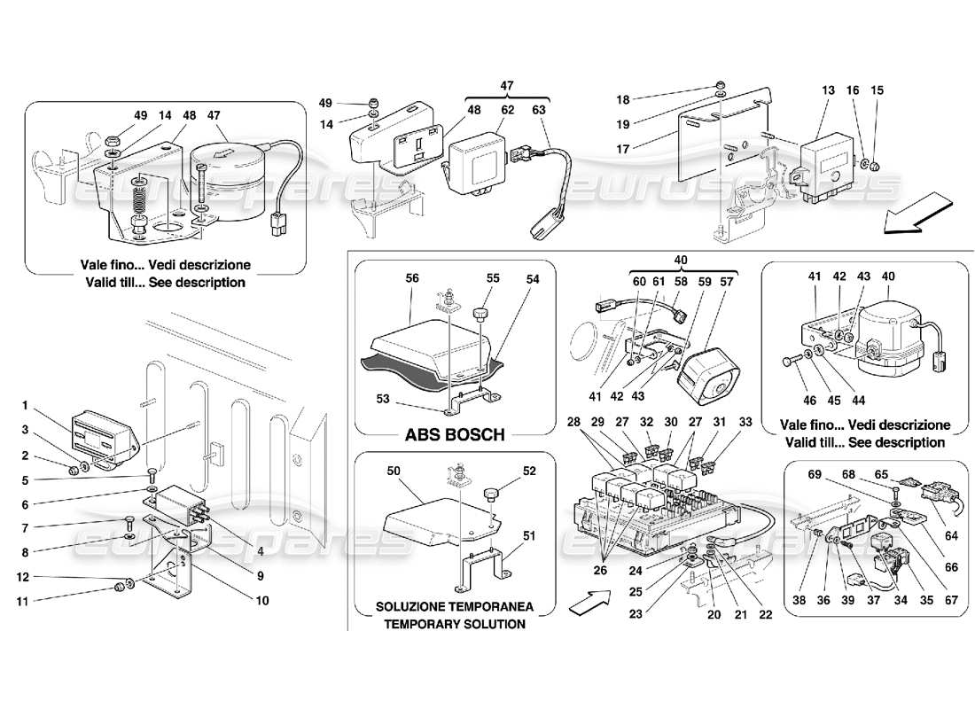ferrari 355 (5.2 motronic) elektrische platinen und geräte - vorderteil-teilediagramm