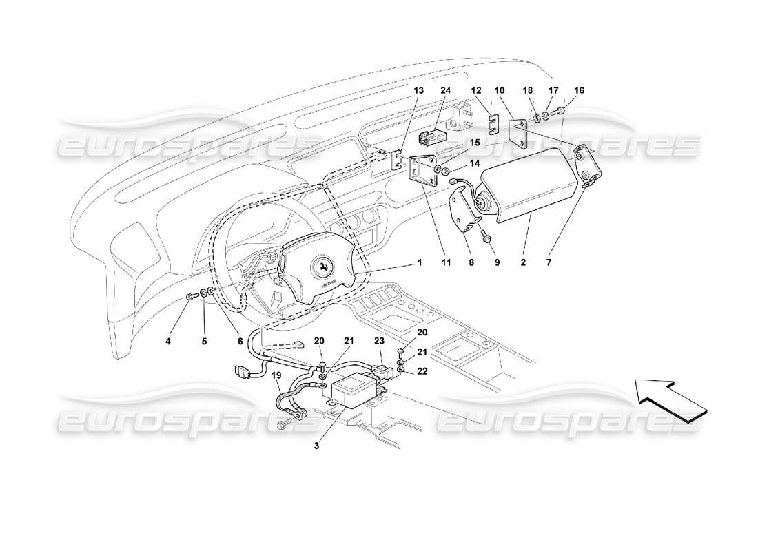 ferrari 355 (2.7 motronic) airbag-teilediagramm