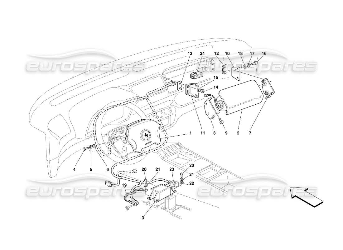 ferrari 355 (5.2 motronic) airbag-teilediagramm