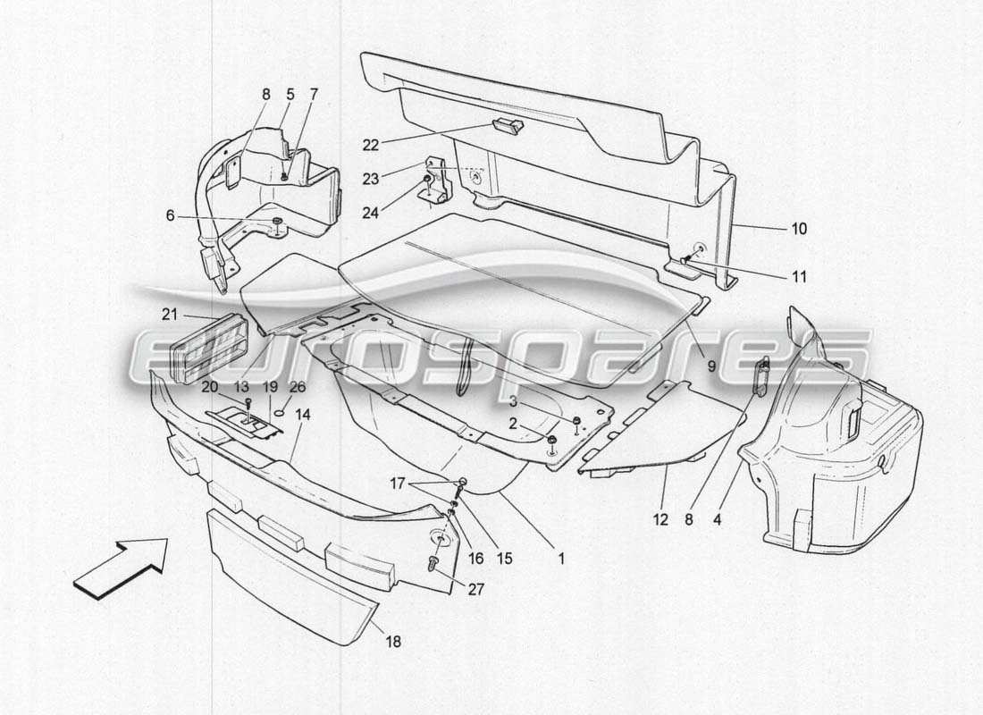 maserati grancabrio mc centenario teilediagramm für kofferraumteppiche