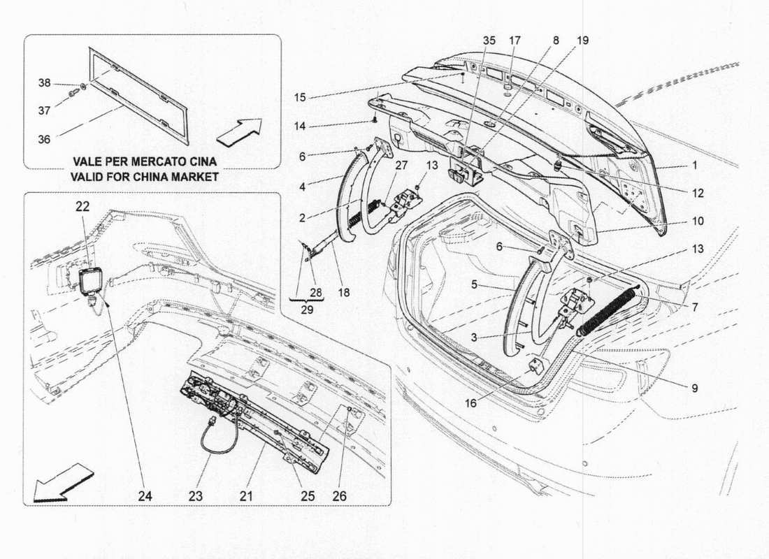maserati qtp. v6 3.0 bt 410bhp 2015 hintere klappe - teilediagramm