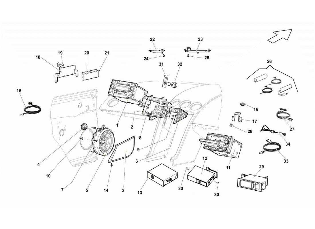 lamborghini gallardo sts ii sc hifi-system - teilediagramm