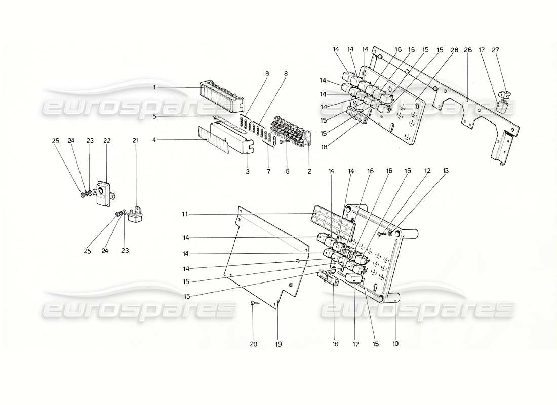 ferrari 308 gt4 dino (1976) teilediagramm für sicherungen und relais