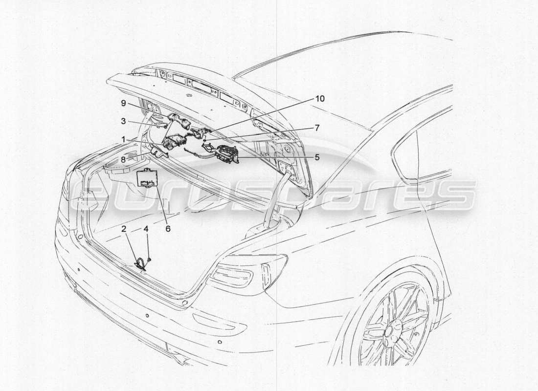 maserati qtp. v8 3.8 530bhp 2014 auto bedienelement für heckklappenöffnung, teilediagramm