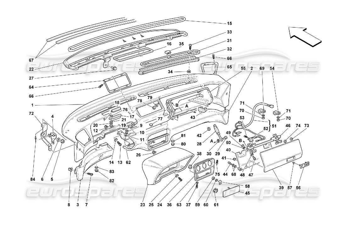 ferrari 355 (2.7 motronic) dashboard-ersatzteildiagramm