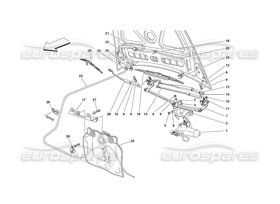 ferrari 430 challenge (2006) windschutzscheiben- und scheibe teilediagramm