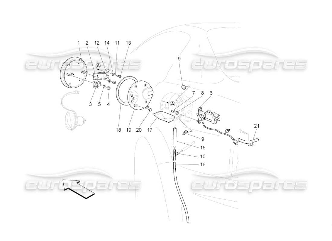 maserati qtp. (2007) 4.2 f1 kraftstofftanktür und bedienelemente teilediagramm