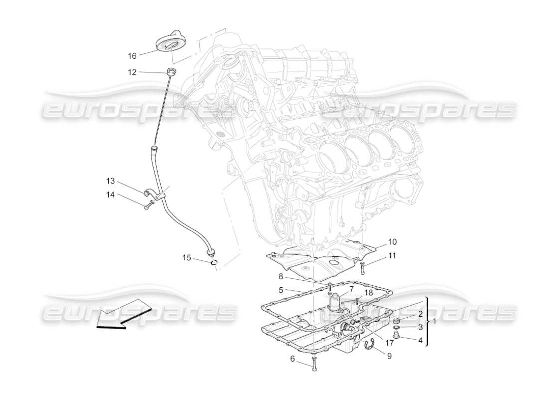 maserati grancabrio (2010) 4.7 schmiersystem: kreislauf und sammlung teilediagramm