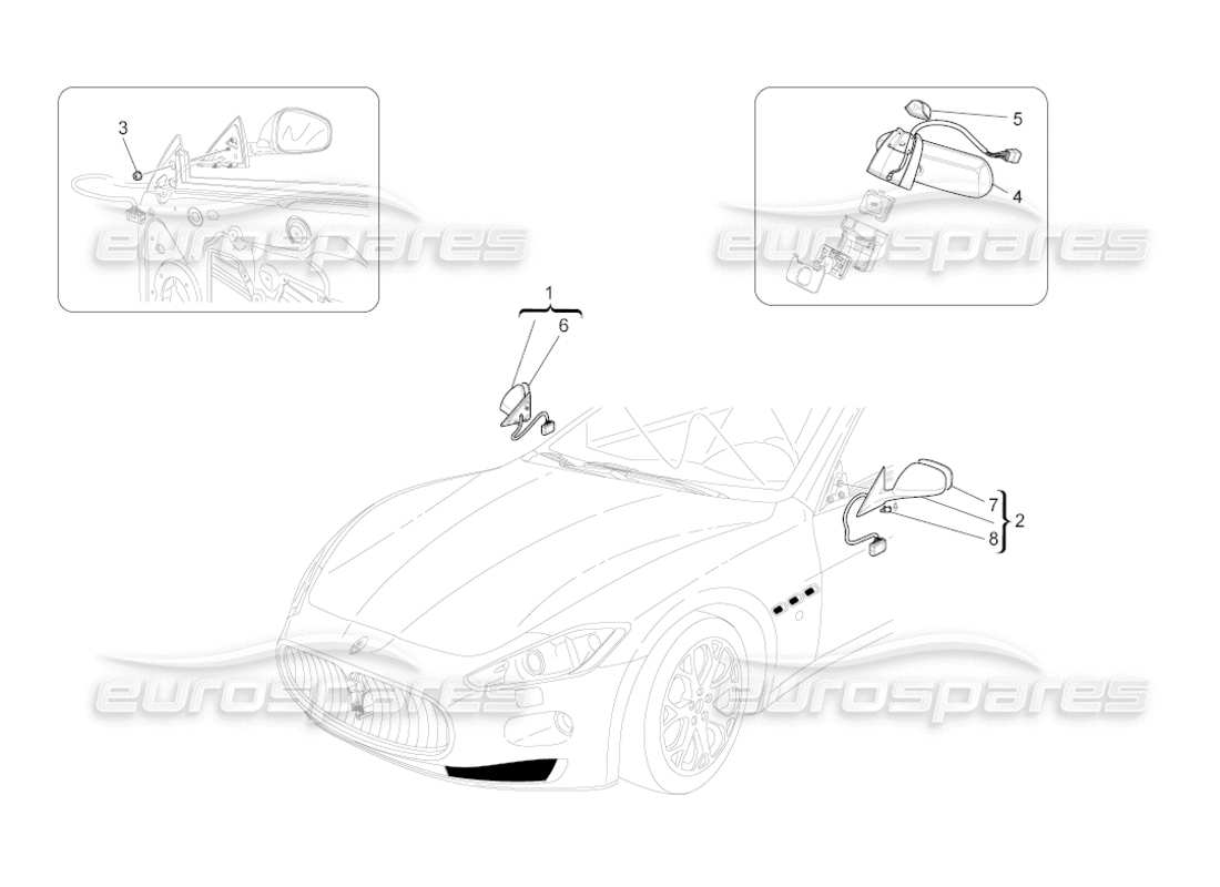 maserati grancabrio (2010) 4.7 innen- und aussenrückspiegel teilediagramm