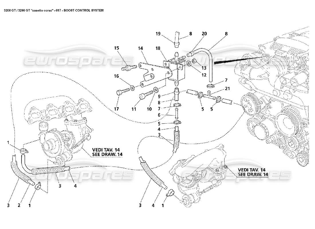maserati 3200 gt/gta/assetto corsa teilediagramm des ladedruckkontrollsystems