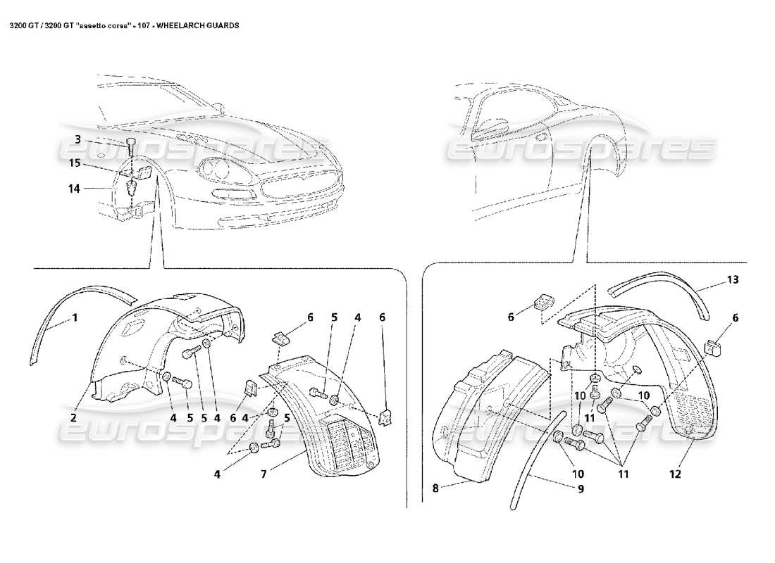 maserati 3200 gt/gta/assetto corsa radkastenschützer - teilediagramm