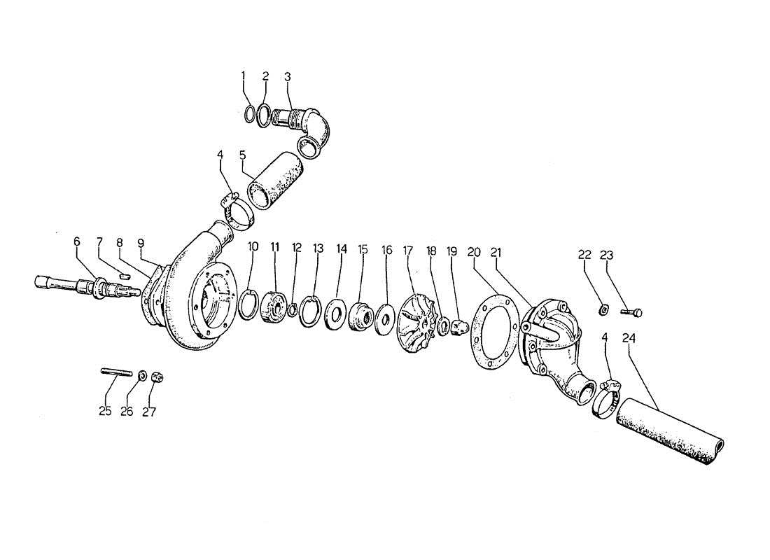 lamborghini jarama wasserpumpe parts diagram