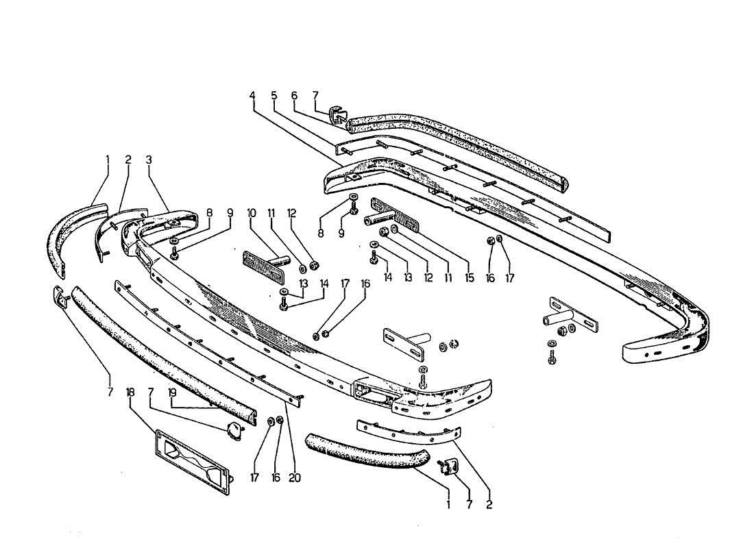 lamborghini jarama stoßstangen vorne und hinten teilediagramm