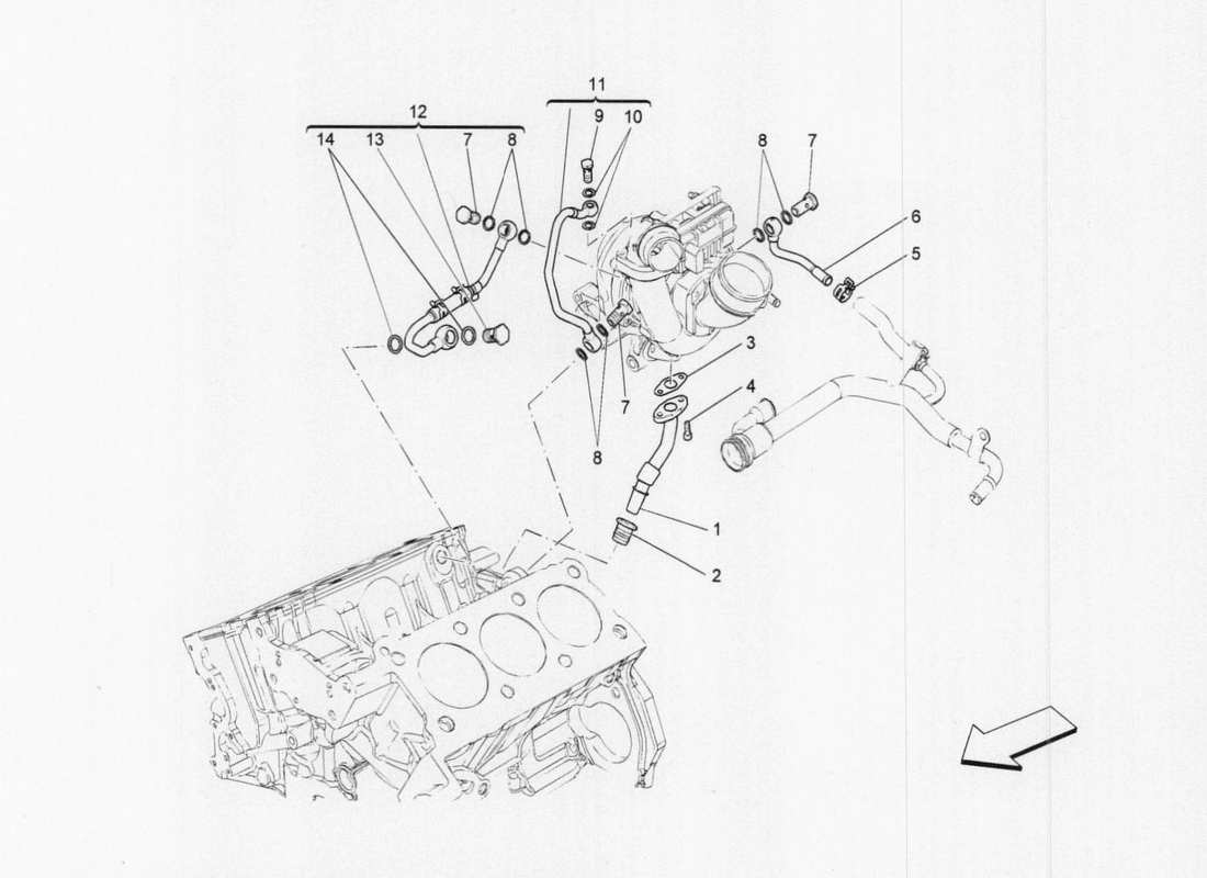 maserati qtp. v6 3.0 tds 275bhp 2017 turboladersystem: schmierung und kühlung teilediagramm