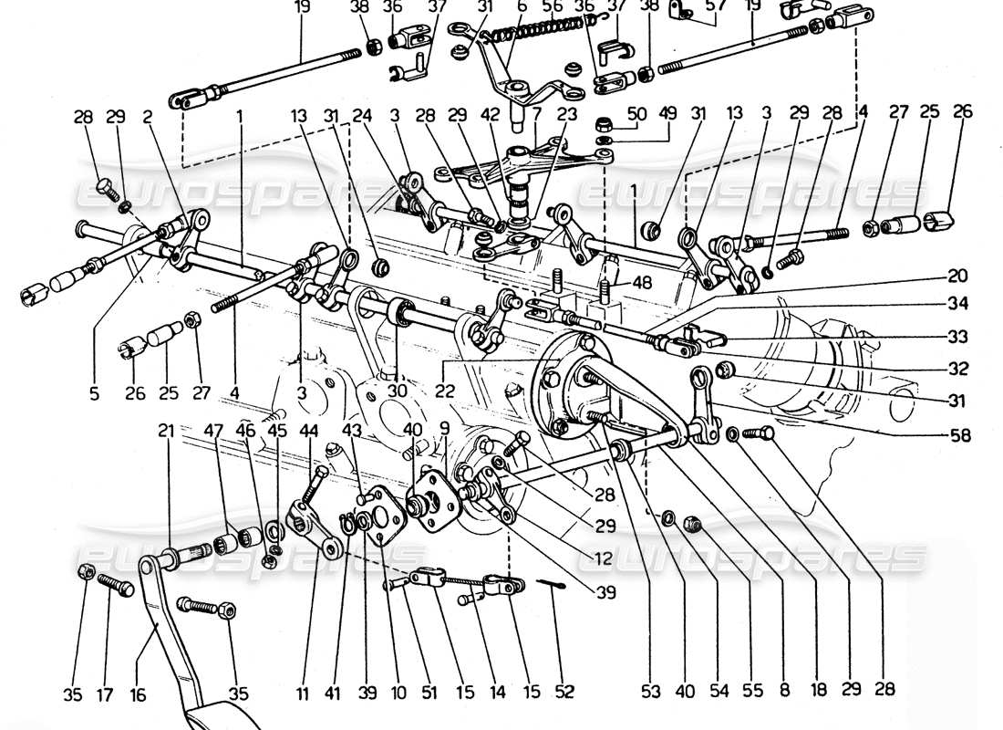 ferrari 365 gtc4 (mechanical) gasgestänge teilediagramm