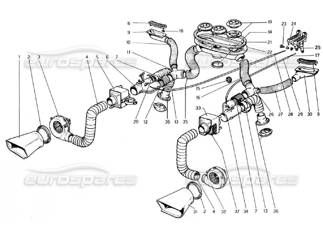 ferrari 308 gtb (1976) teilediagramm des heizsystems