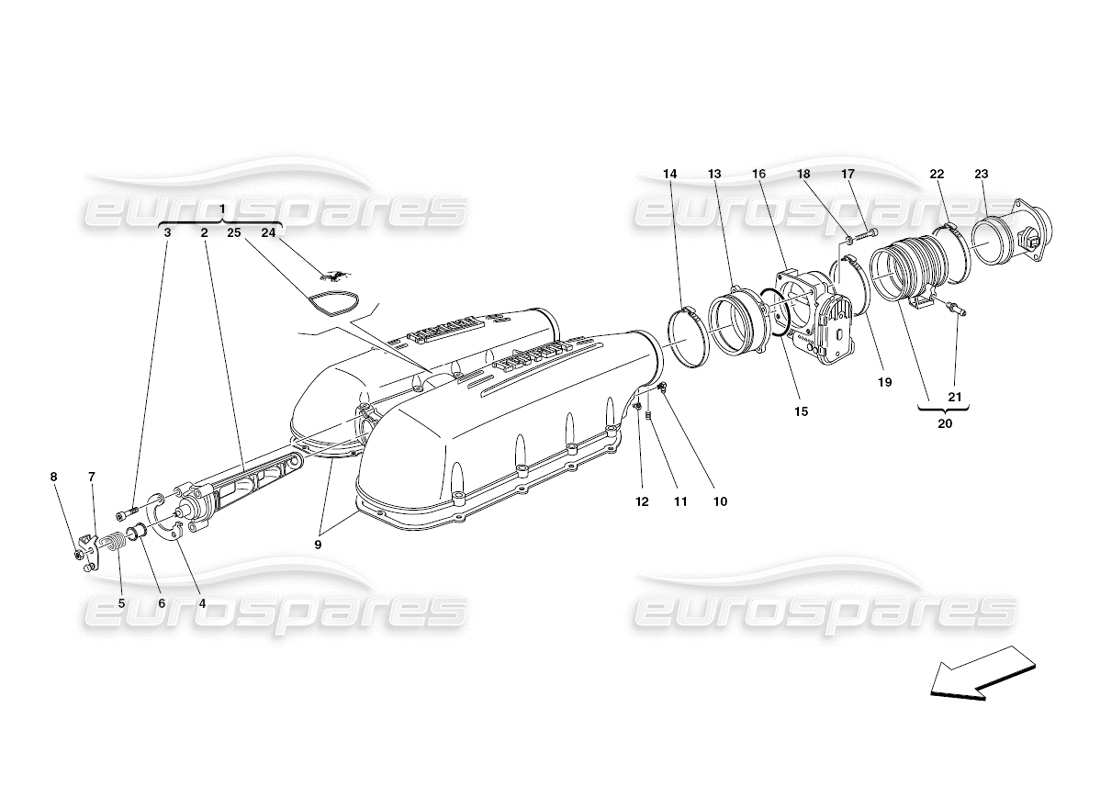 ferrari 430 challenge (2006) teilediagramm der luftansaugkrümmer-abdeckung