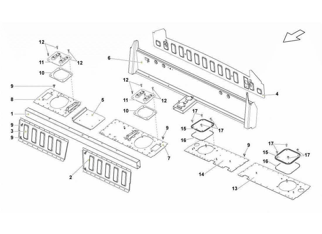 lamborghini gallardo sts ii sc teilediagramm für mittelrahmenelemente
