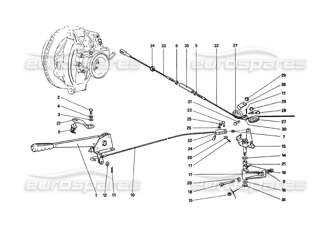 ferrari 308 gtb (1980) handbremssteuerung teilediagramm