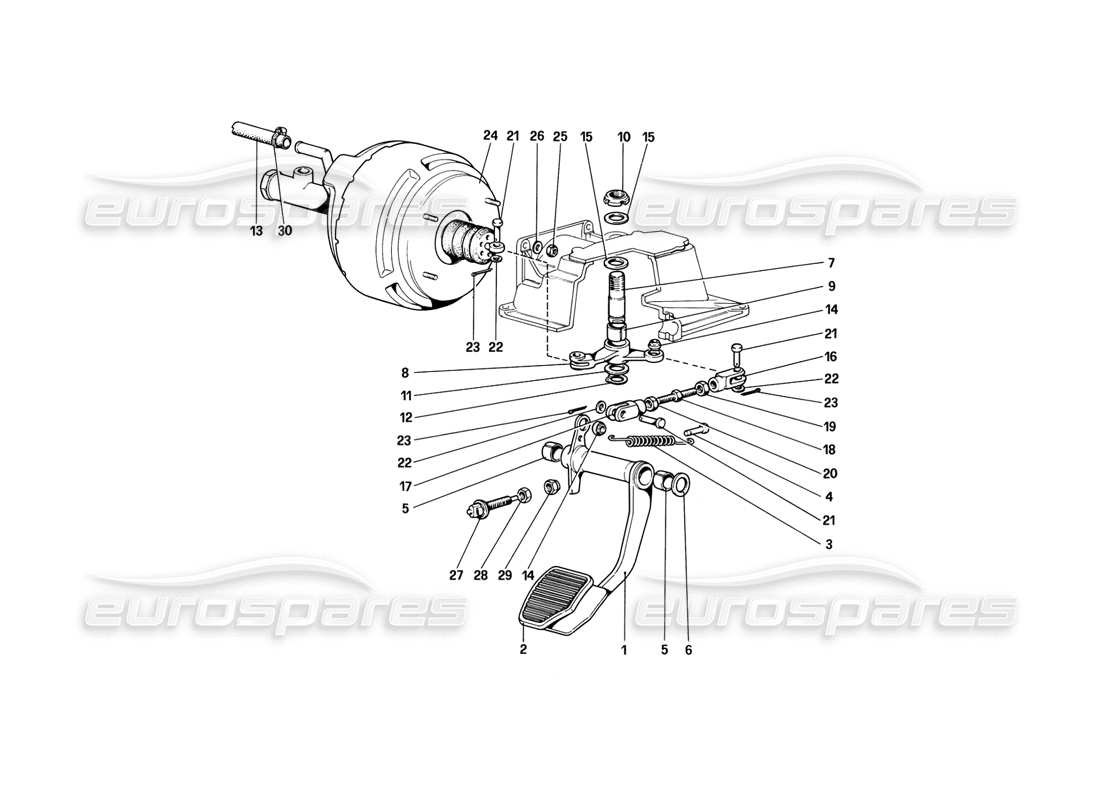 ferrari 308 (1981) gtbi/gtsi teilediagramm des hydraulischen bremssystems (varianten für rhd-versionen)