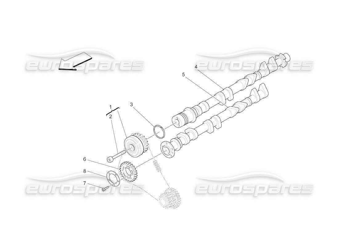 maserati qtp. (2011) 4.7 auto nockenwellen des rechten zylinderkopfes teilediagramm