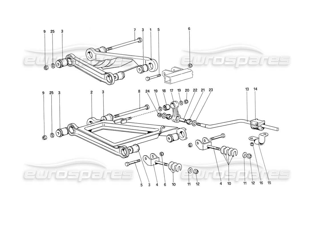 ferrari 208 turbo (1989) hinterradaufhängung - querlenker (ab autonummer 76626) teilediagramm