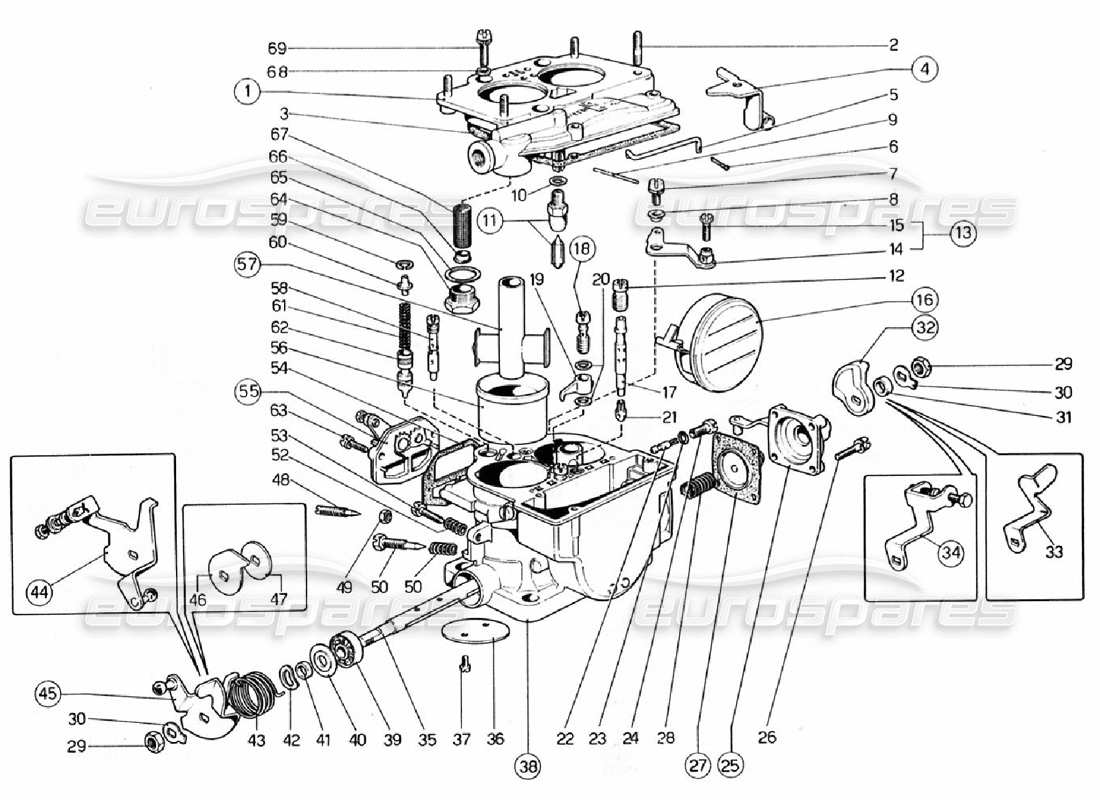 ferrari 308 gtb (1976) vergaser (weber 40 dcnf 57 - 58 - 59 - 60) ersatzteildiagramm