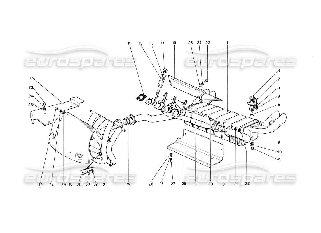 ferrari 308 gt4 dino (1979) auspuffanlage teilediagramm