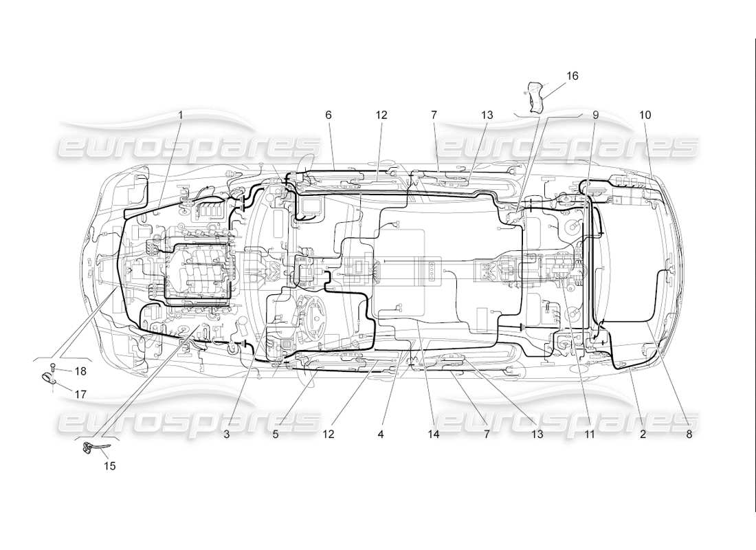 maserati qtp. (2006) 4.2 f1 hauptverkabelung teilediagramm