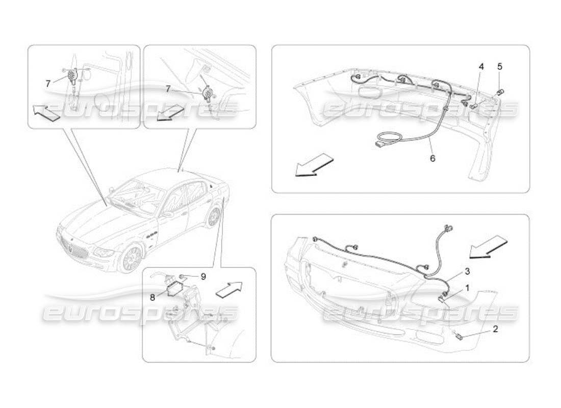 maserati qtp. (2005) 4.2 parksensoren teilediagramm