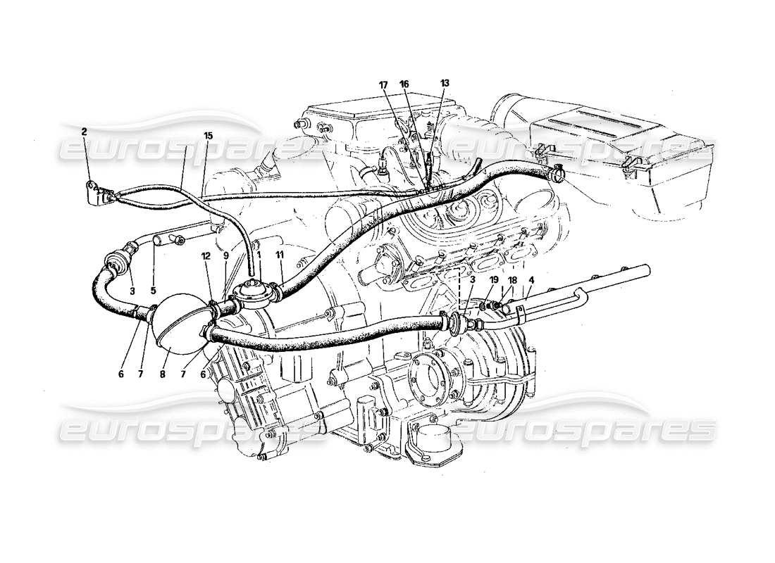 ferrari 328 (1985) lufteinspritzung (für ch-version) teilediagramm