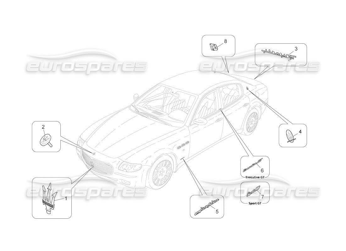 maserati qtp. (2011) 4.7 auto verzierungen, marken und symbole teilediagramm