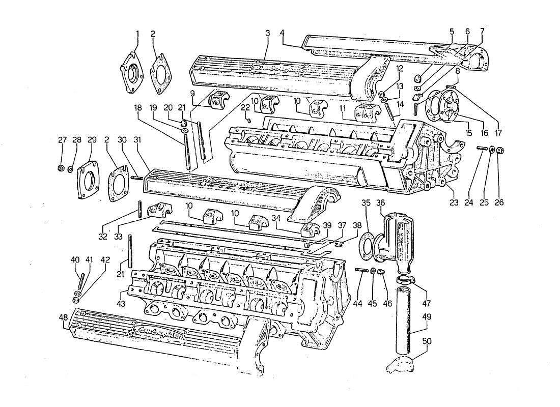 lamborghini jarama testa cilindri teilediagramm