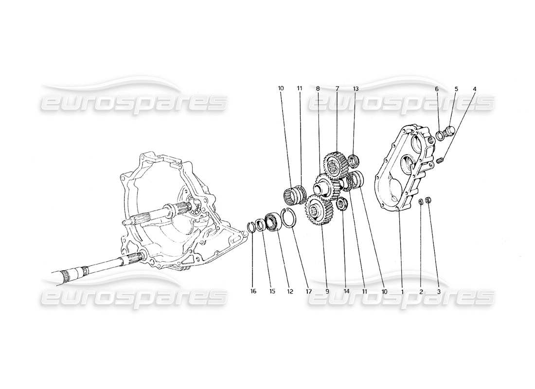 ferrari 308 gt4 dino (1979) getriebe-teilediagramm