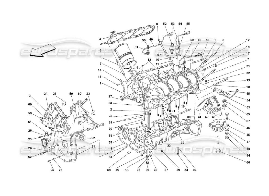 ferrari 430 challenge (2006) kurbelgehäuse teilediagramm