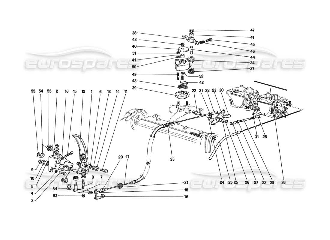 ferrari 308 gtb (1980) teilediagramm der drosselklappensteuerung