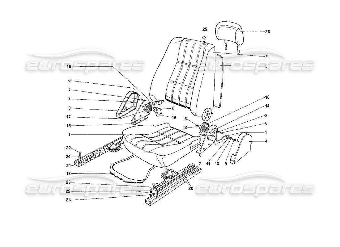 ferrari 208 turbo (1989) sitz teilediagramm