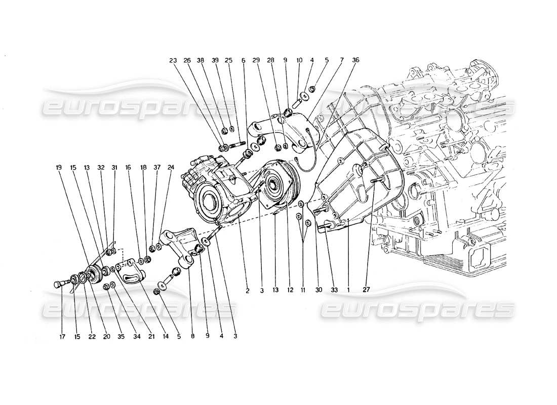 ferrari 308 gt4 dino (1979) teilediagramm für klimakompressor und steuerungen