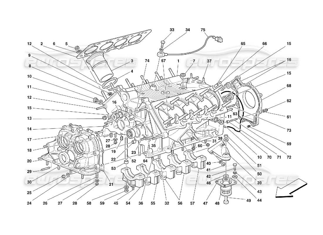ferrari 355 (5.2 motronic) kurbelgehäuse teilediagramm