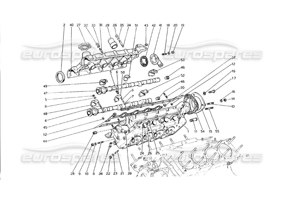 ferrari 308 gt4 dino (1979) zylinderkopf (rechts) teilediagramm