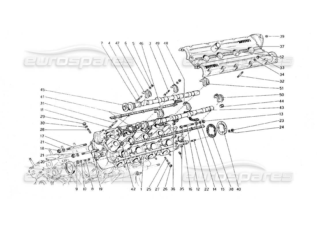 ferrari 308 gt4 dino (1979) zylinderkopf (links) teilediagramm