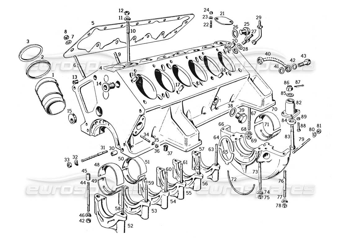 ferrari 250 gte (1957) motorkurbelgehäuse teilediagramm