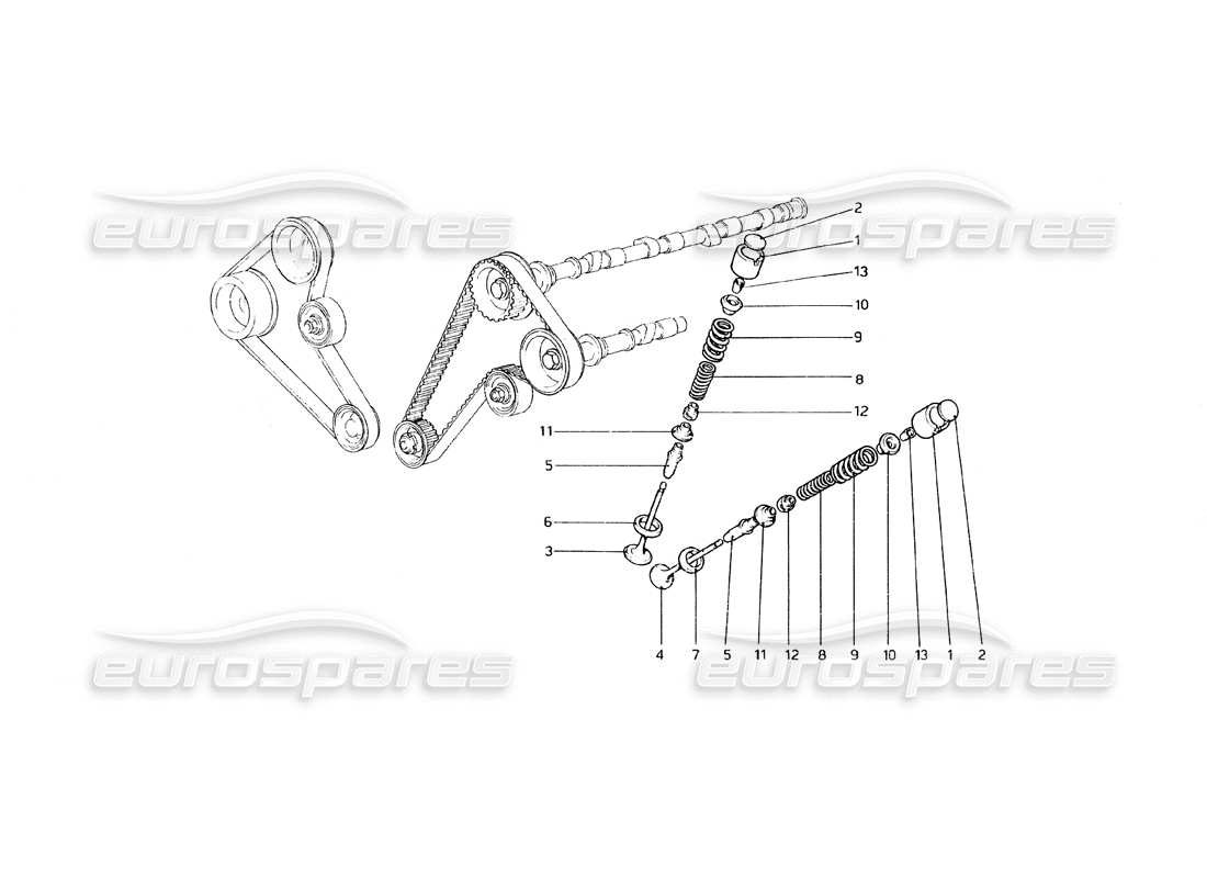 ferrari 308 gt4 dino (1979) steuersystem - stößel-teilediagramm