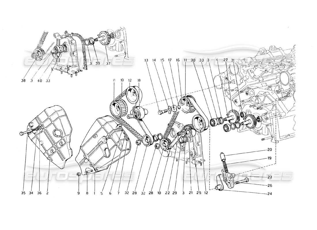 ferrari 308 gt4 dino (1979) zeitmesssystem - teilediagramm der steuerungen